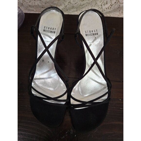 EUC Stuart Weitzman Black Strappy Slingback Heels/Sz. 8M - Picture 8 of 8